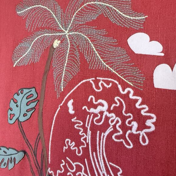 ZARA Mens Hawaiian Embroidered Shirt SIZE MEDIUM SEVENTH BEACH Button Camp Kawai - Picture 6 of 9